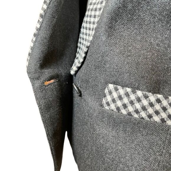 Vintage Plaid Checkerboard Double Breasted Jacket Grey Medium - Picture 6 of 15